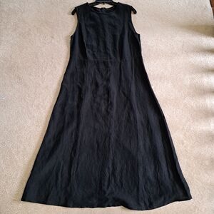 Tom Tailor Maxi Dress Black Linen Sleeveless Women's Size EU 42 (10/12) Classic
